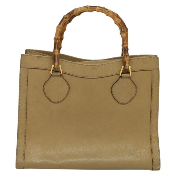 GUCCI Bamboo Hand Bag Leather Beige Gold 002 1186 002 1186 - Picture 3 of 12